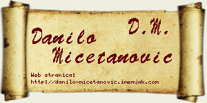 Danilo Mičetanović vizit kartica